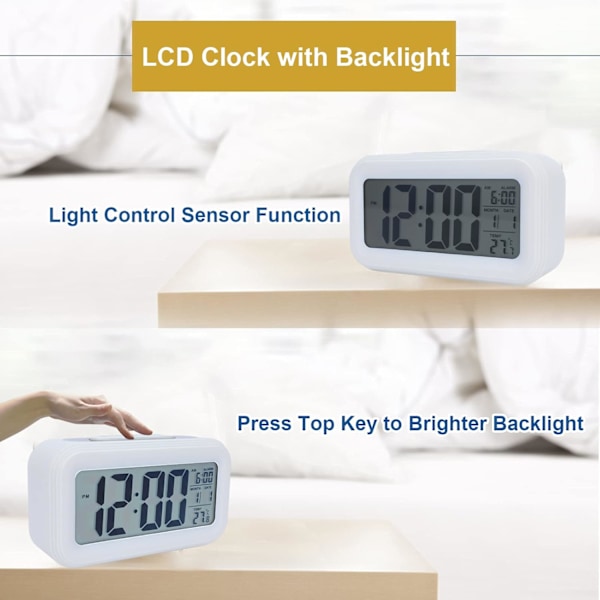 digital vekkerklokke, smart nattlys, LCD-klokker, svart, blå, hvit, rosa, 24 timers frakt, Blue