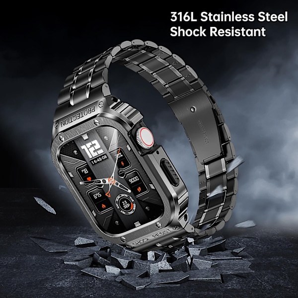 Rustfrit stål etui + armbånd til Apple Watch Band 44mm 45mm 49mm 45 Mm stødfangerbeskyttelse tilbehør Iwatch Ultra Series 8 6 Se 7 armbånd space grey space gray 44mm