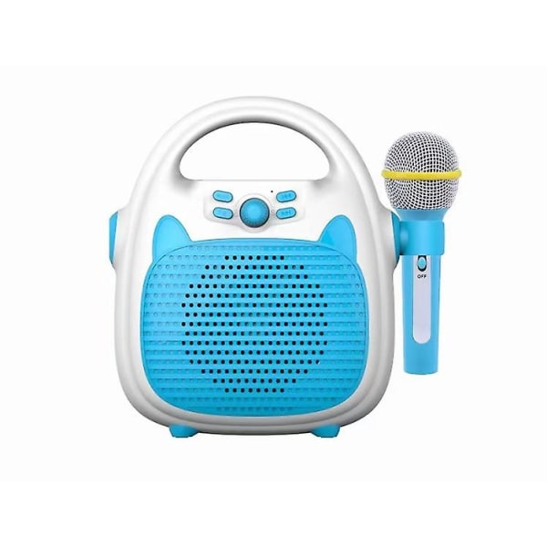Rockjam 10-watts uppladdningsbar Bluetooth karaokemaskin med dubbla mikrofoner, röstförändrande effekter och led-ljus - blå