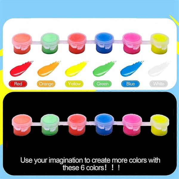 6 Sett Selvlysende Maling med Pensler 17 x 2 cm Multicolor