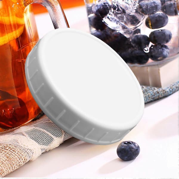 10 st Plastlock Ribbade för 86mm Standard Vanlig Öppning Mason Jar Flaska White