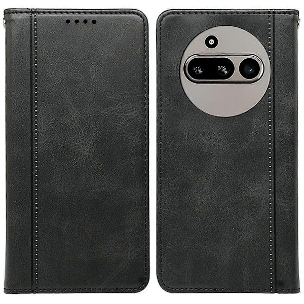 Kompatibelt med Nothing Phone (3a) Fodral Dold Magnetisk Stängning Kalvtextur Läder Telefonskal - Röd-Perfekt Black