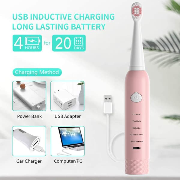 Soniset hammasharjat lapsille - 5 tilaa USB-lataus