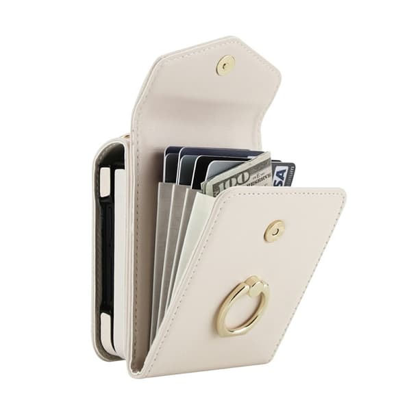 Galaxy Z Flip7 Wallet Case Litchi with Shoulder Strap - White Vit 146