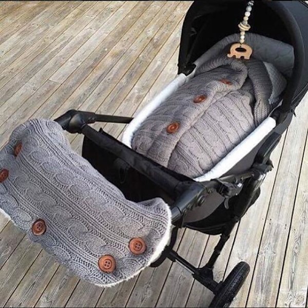 Sovsäck för bebis, foder av konstgjord kashmir för barn, nyfödd inlindning, filt för barnvagn Black Sleeping Bag