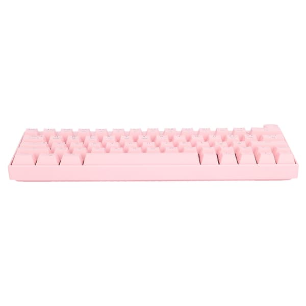 64 Keys RGB Wireless Mechanical Keyboard Pink Ergonomic Design with Knob for IOS Red Switch 3 Modes