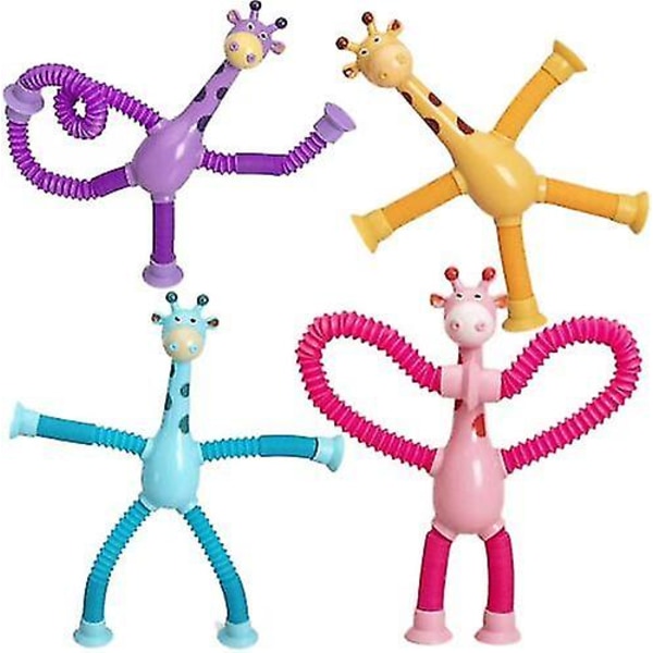 4st teleskopisk sugkopp Giraffe leksak, giraff leksak sensoriska leksaker 1Pcs pink with light