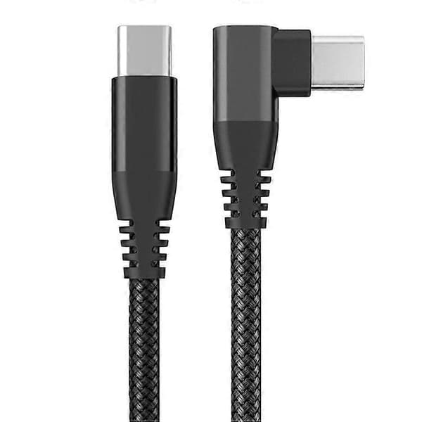 3m 90-graders Type-C til Type-C kabel PD 60W USB 2.0 hurtiglading datakabel Black