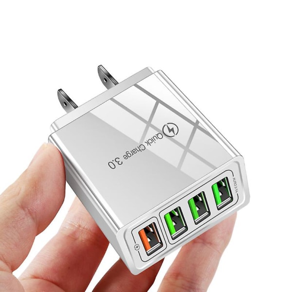 Mobiltelefonladdare 4 portar 5.1A USB multifunktion snabb väggladdstation power UK USA Australien kontakt White US plug