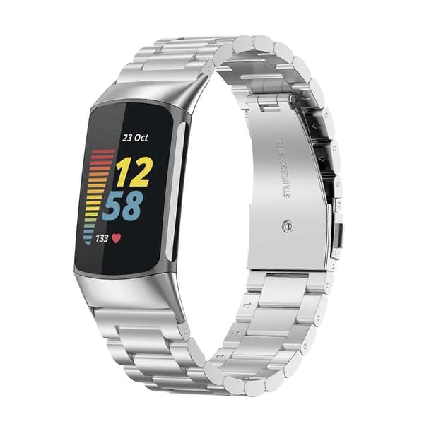 Tre Perler Rustfrit Stål Metal Urrem Til Fitbit Charge 6 Silver