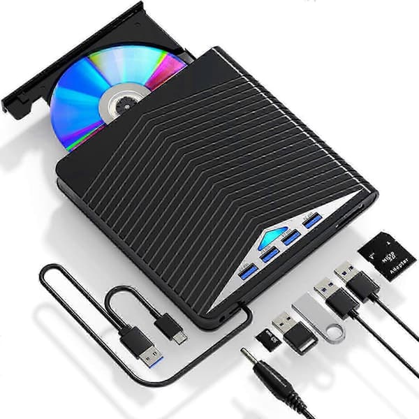 Ekstern CD DVD-drev til læser/skriver PC Laptop Windows 11 10 USB 3.0 Brænder 2025