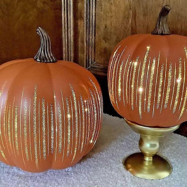 Twinkle LED Lys Græskar, Timer Belyste Glitrende Stjernenat Glas Græskar, Magiske Efterårs Halloween Lamper til Udendørs Dekoration, Stjernenat Glas orange L