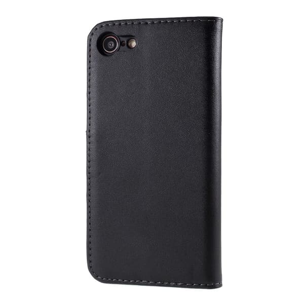 iPhone 7/8/SE (2020/2022) - Ægte Læder Wallet Case - Sort Black Svart