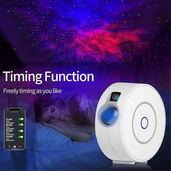 Smart Galaxy Projector LED Stjernenattlys, Nebula Taklampe App- og Stemmekontroll White