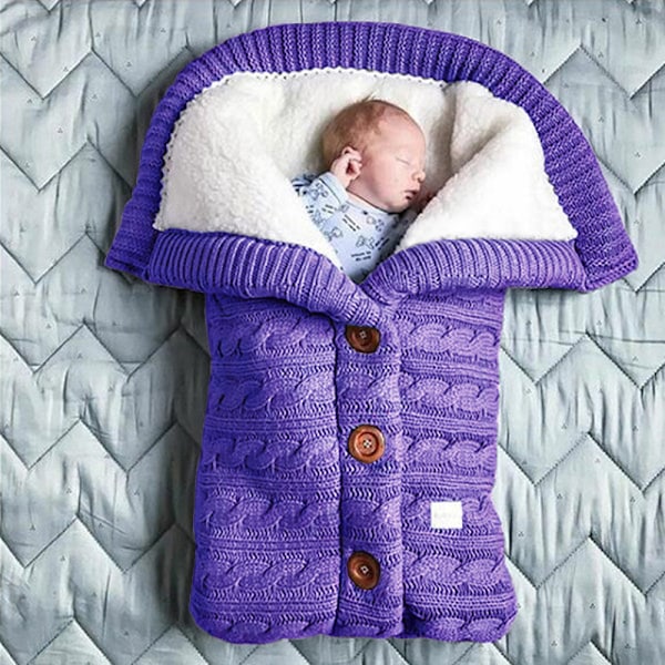 Sovsäck för bebis, foder av konstgjord kashmir för barn, nyfödd inlindning, filt för barnvagn Black Sleeping Bag