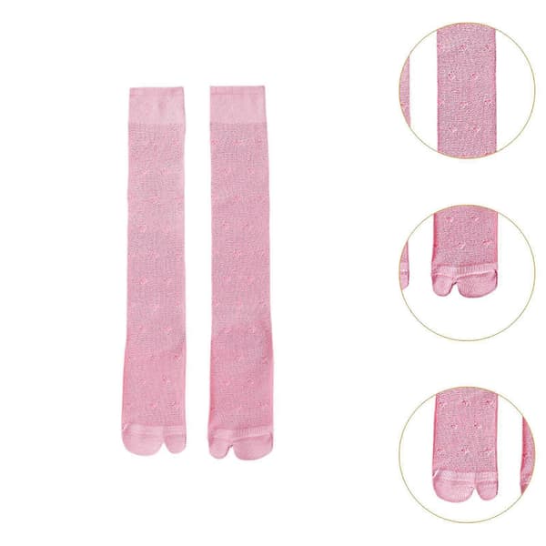Sommer Tabi Split Toe Sokker Åndbare Lange Strømper til Kvinder Komfortable Pink