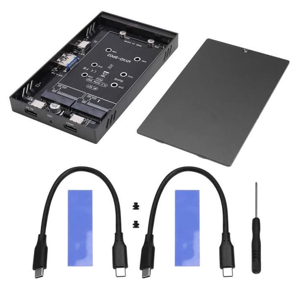 M.2 NVMe Dual Bay Harddisk Kabinet Gen2 Harddisk Kabinet Dockingstation HUB 10 Gbps Harddisk Tilbehør