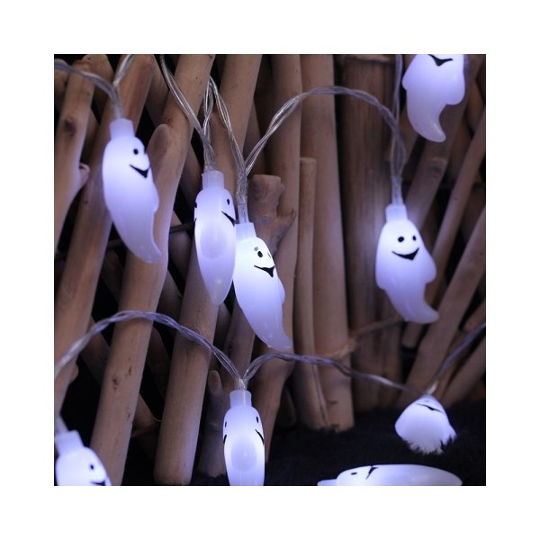2,5 m Ghost Design White Light Series Halloween LED String Light, 20 LEDs 3 AA-batterier/batterilåda Festtillbehör Fairy Decoration Nattlampa