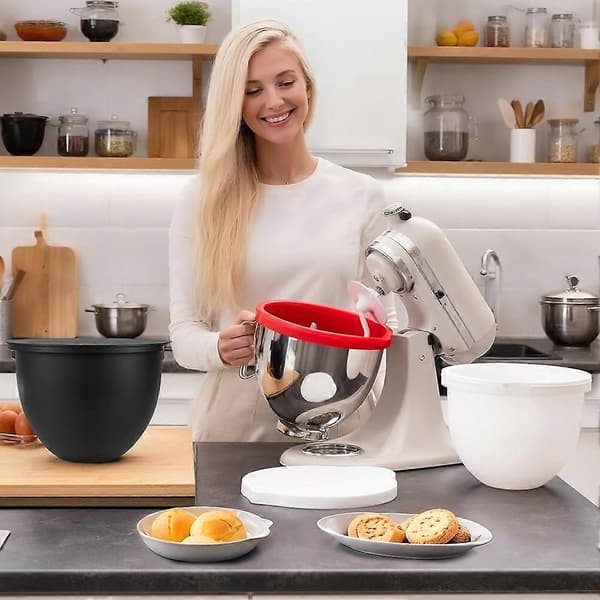 Silikonskålsfoder för KitchenAid Tilt-Head 5 QT Mixers Foder med lock Köksmixer Tillbehör Vit White