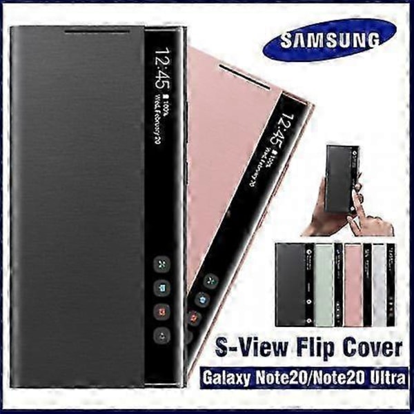 Passar till Samsung Mirror Smart View Flip-Fritt Svarsfodral för Galaxy Note 20 / Note20 Ultra 5G Telefon LED-Fodral S-View Fodral EF-ZN985 mobiltelefon c Black For Note 20