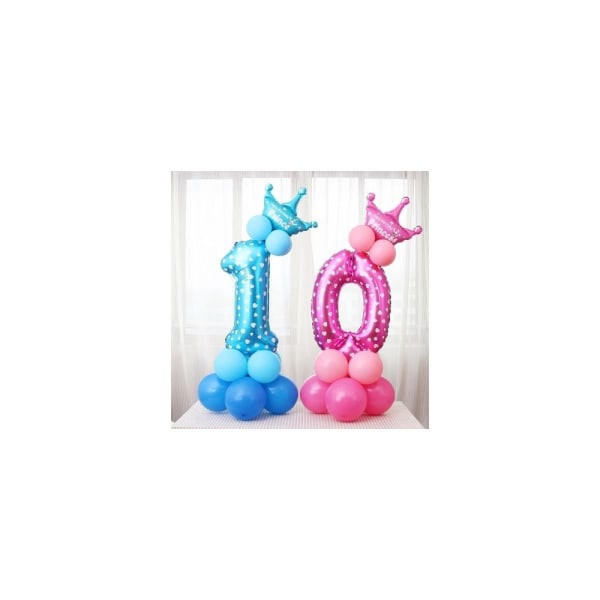 Grattis på födelsedagen dekoration med folieballong nummer, nummer: 2 (blå)