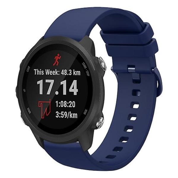 For Garmin Forerunner 245 Music 20mm Solid Farge Myk Klokke Navy Blue