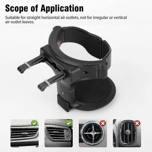 2 stk Bilkoppholder Bil Luftventil Koppholder Bil Drikkeholder Justerbar Ventilasjonskoppholder