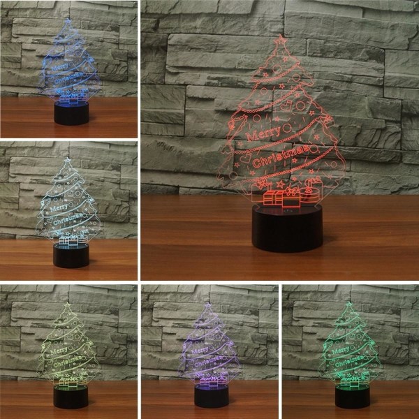 Färgglad julgransform 3D LED Vision Light Bordslampa Slot Touch Version