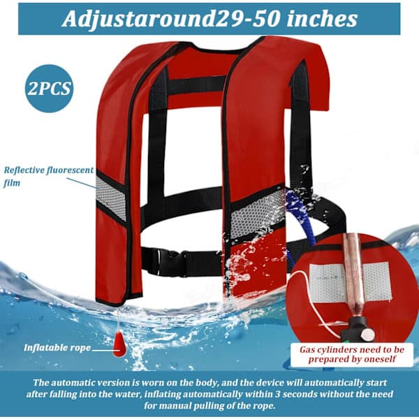 2 PCS 150N AUTOMATIC LIFE VESTS, NABITS Cities Adults with REFLECTIVE STRIPES