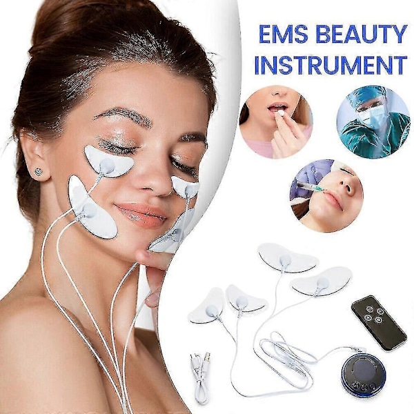 Bærbar Ansigtsløftende Strøm Muskelstimulator Ems Ansigtspleje Massager Øjen Skønhedsenhed - ya With Remote Control