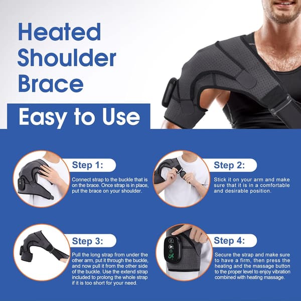 Heated Shoulder Pad with Vibration, Adjustable Electric Shoulder, ZQKLA