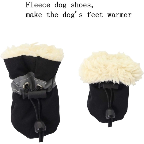 Hundskor, varma och sköna vinterstövlar, mjuka sulor, halkfria sneakers med reflekterande remmar, för liten hund (svart)