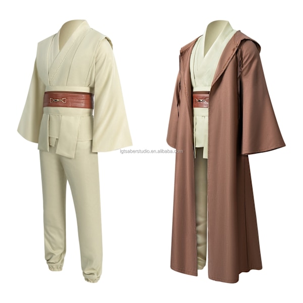 Mub- Obi-Wan Kenobi cosplay kostume i høj kvalitet, brun Jedi kappe, lyssværd duel, brun - perfekt brun Brown L