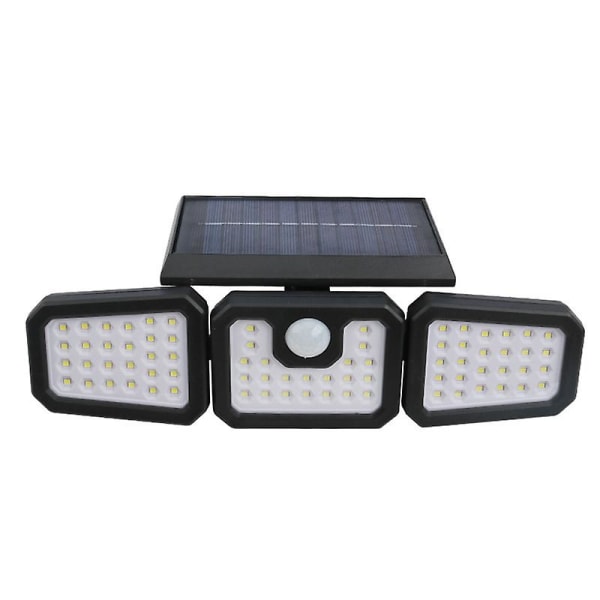 74led Solar Tre Head Wall Sconce Roterande Utomhus Människokropp Induktion Innergård Street Light Landskapsljus