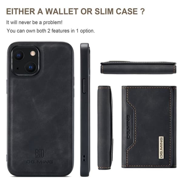 DG.MING M2 Series Mobilcover til iPhone 15 Plus med Stativ - Sort