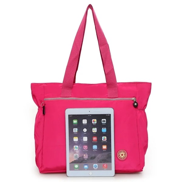 Vattentät Oxford Canvas Väska för Kvinnor, Stor Resväska, Axelväska, Shoppingväska Rosa roja