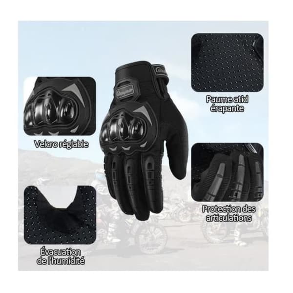 Motorcykelhandsker - SORT - Mellemsæson - Touchscreen-kompatibel - Åndbar - Anti-slip