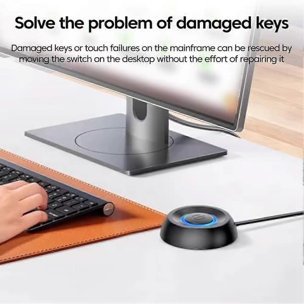 Computer Desktop Switch 1,8m PC Bundkort Ekstern Start Strøm LED Lys Knap Forlængerkabel Rund Startkontakt B White