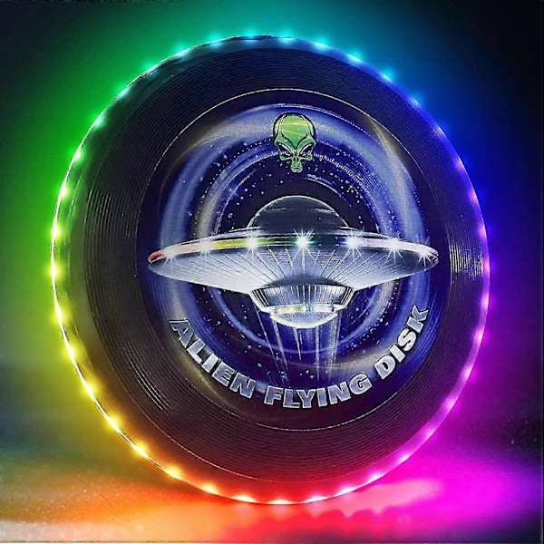 Självlysande LED Frisbee - 38 RGB LED-lampor, 12 ljuslägen, Uppladdningsbar, IP65 Vattentät Utomhusleksak Coola Leksaker för Vuxna Barn