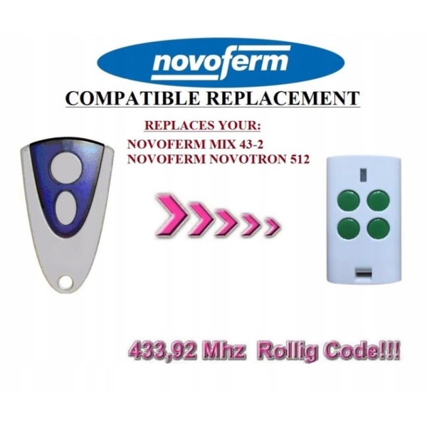 Ersättande universal för NOVOFERM NOVOTRON 504 MAX43-4 433,92 mhz Rollin