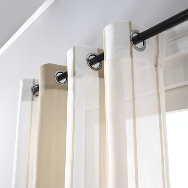 Tyllgardiner, Mörkläggningsgardiner för vardagsrum, 2 stycken, Värmeisolerande gardiner mot kyla och värme för sovrum med öljetter Ljusgrå Beige 140X145CM