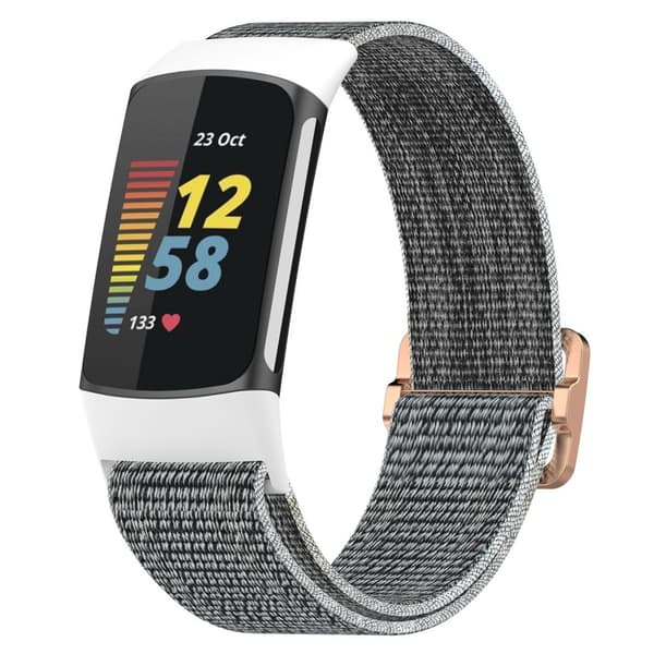 Fitbit Charge 6 / 5 ranneke, säädettävä nylon, harmaa 20