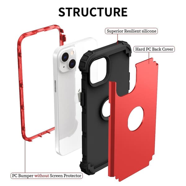 Silikon Hybrid PC-telefondeksel til iPhone 15 Red