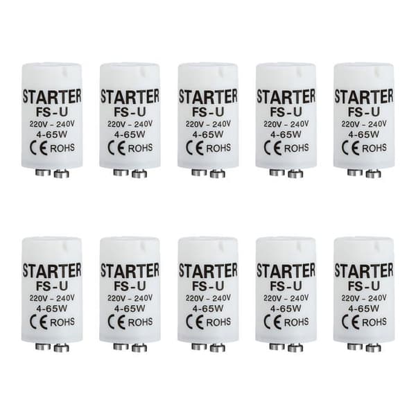 10 stk. neonstartpærer, universelle LED-lysrørstartere 4-65W 220-240V, kompatible med lysrør og neonrør