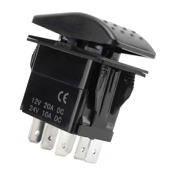 12V 20A Spil Ind Spil Ud ON-OFF-ON Vippekontakt 7 Ben LED blå js