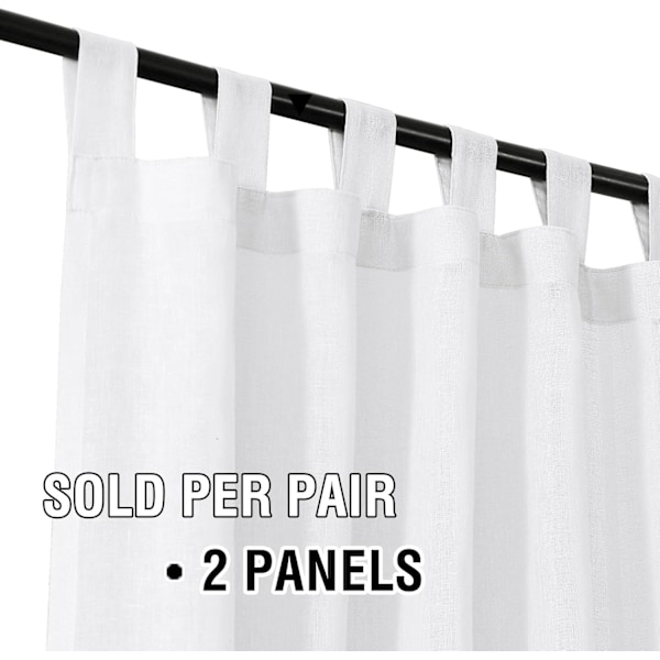 Linnegardiner för Vardagsrum, 2 Stycken, Skira Gardiner, Moderna Öljettgardiner, Dekorativa för Fönster, Heminredning och D Blanco 132X183CM
