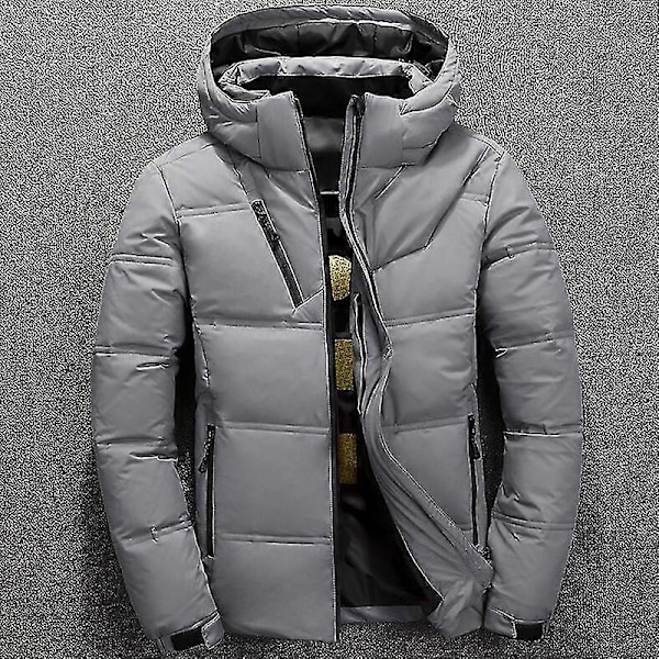 Vinterjakke Herre Høj Kvalitet Rød Sort Dunjakke Hætte Parka Mode Mand Hvid Andedun Jakke Tyk Varm Sne Overtøj COLOR Dark Grey M