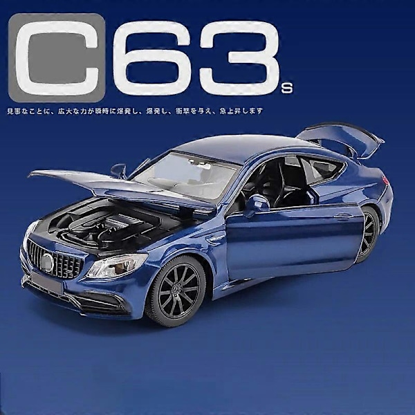 1:32 C63S Coupe Legeringsbilmodell Støpt Metall Leketøy Kjøretøy Bilmodell Samling Simulering Lyd og Lys Barnegaver 1 32 Blue