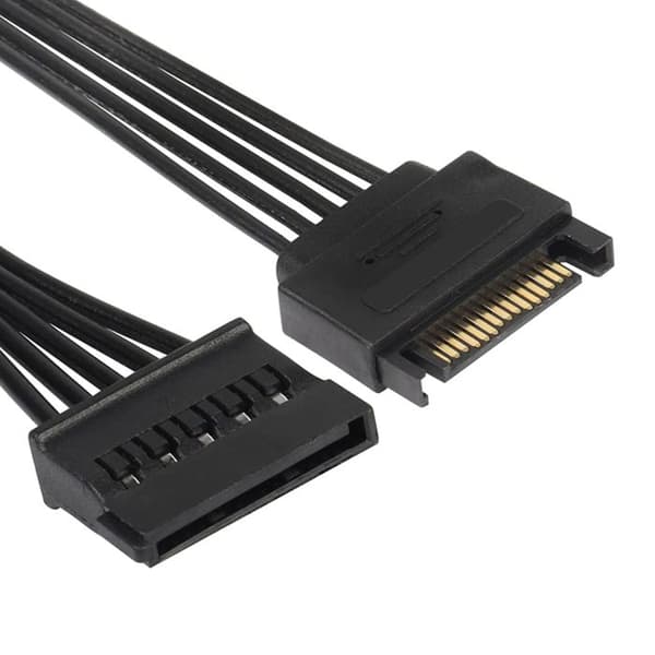 2x SATA 15-pin strømfordeler for 1 til 5 harddisker (HDD/SSD) strømkabel forlengelseskabel