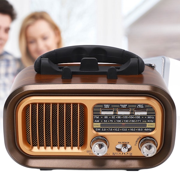Vintage Kannettava Radio Kaiutin 3-kaistainen Monitoiminen Bluetooth AM FM Sisä- ja Ulkokäyttöön Pöytämalli Naranja